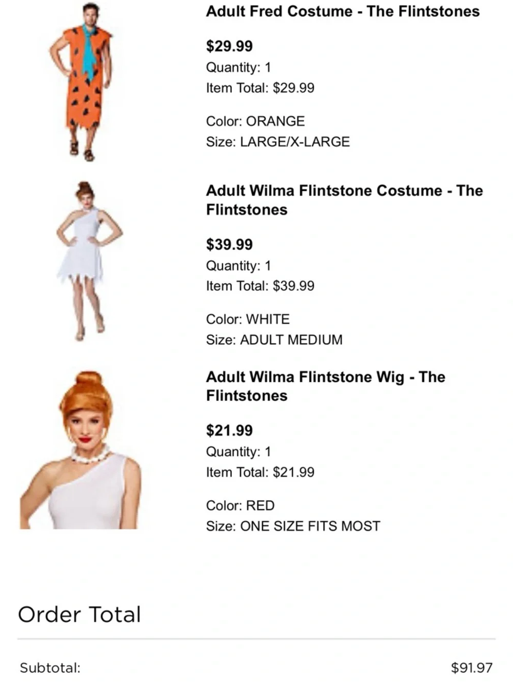 Spirit Halloween Wilma Flintstone Costume Women Medium & Wig - Picture 6 of 6